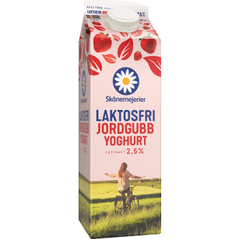 Yoghurt Jordgubb 2,5% Laktosfri 1l Skånemejerier.