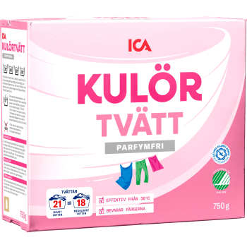 Tvättmedel kulör parfymfri 750g ICA.