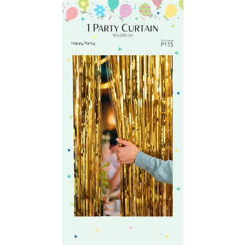 Fransgardin i guld 90x240cm Happy Party.
