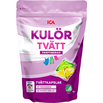 Tvättkapslar Kulörtvätt 16-p ICA.