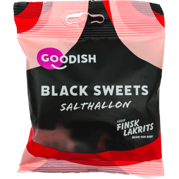 Lakrits Black Sweets Salthallon 100g Finsk Lakrits.