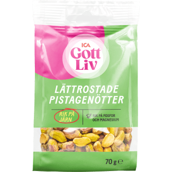 Lättrostade skalade Pistagenötter 70g ICA Gott Liv.