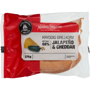 Grillkorv Jalapeno & Cheddar 270g Nyhléns Hugosons.