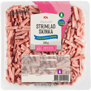 Skinka Rökt Strimlad 500g ICA.