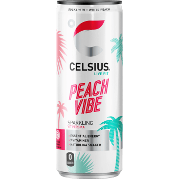 Energidryck White peach 35,5cl Celsius.