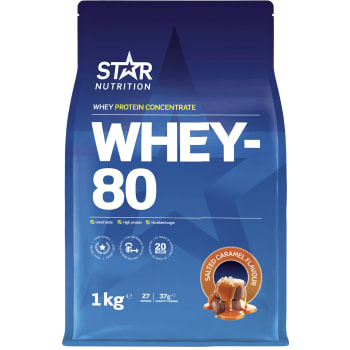 Proteintillskott Whey-80 Salted Caramel 1kg Star Nutrition.