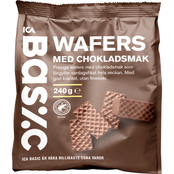 Chokladwafers Hasselnötsfyllning 240g ICA Basic.
