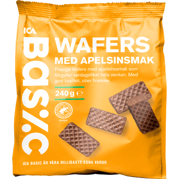 Wafers med apelsinsmak 240g ICA Basic.