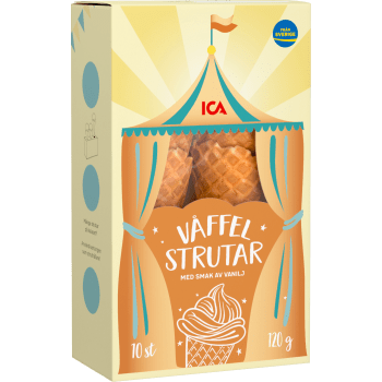 Våffelstrutar vanilj 10st 120g ICA.