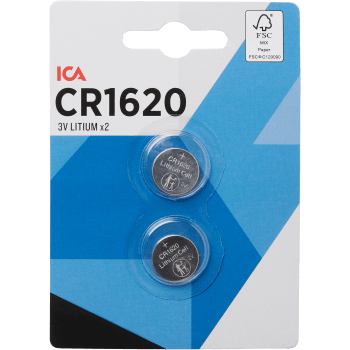 Knappcellsbatteri CR1620 2-p ICA.