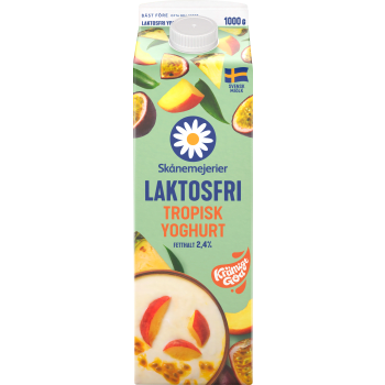 Yoghurt Tropiska frukter Laktosfri 2,4% 1000g Skånemejerier.