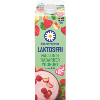 Yoghurt Hallon Rabarber Laktosfri 2,4% 1000g Skånemejerier.