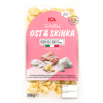 Pasta Tortellini Ost och Skinka Färsk 250g ICA.