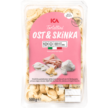 Pasta Tortellini Ost och Skinka Färsk 500g ICA.