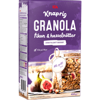 Granola Fikon & hasselnötter 450g ICA.