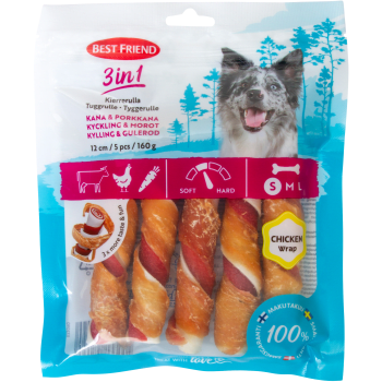 Hundtugg 3in1 Tuggben Kyckl&Morot Best 160g 5st friend.