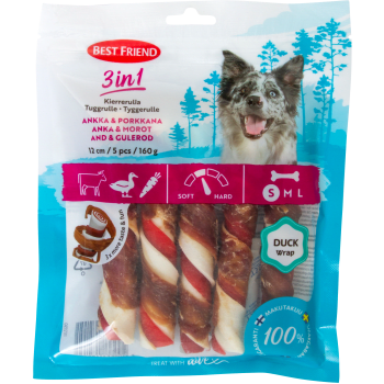 Hundtugg 3in1 Tuggben Anka&Morot 5st 160g Best friend.