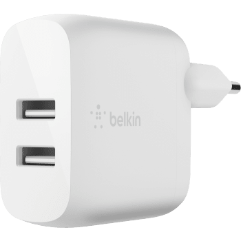 Väggladdare dubbel USB-A Belkin.
