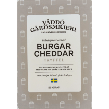 Burgarcheddar Tryffel 86g Väddö Gårdsmejeri.