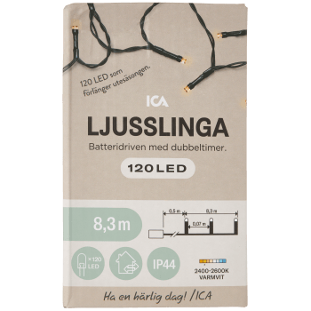 Ljusslinga 120LED batteri 8,3m IP44 ICA.