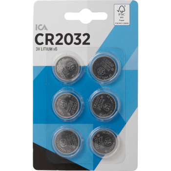 Knappcellsbatteri CR2032 6-p ICA.