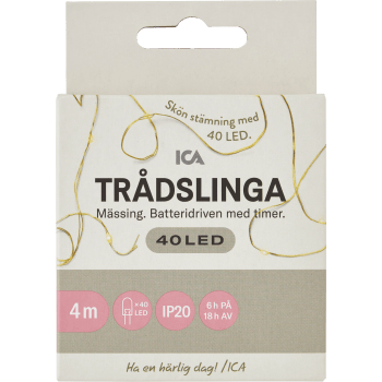 Trådslinga 40LED Mässing Batteri ICA.