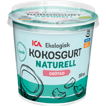 Kokosgurt Naturell Osötad Ekologisk 18% 350ml ICA.