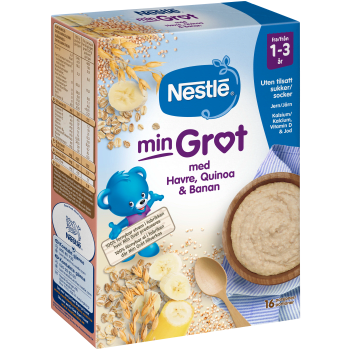Min Gröt Havre, quinoa & banan 1år 16p 450g Nestle.