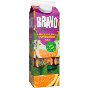 Äpple Apelsin & Passionsfruktsjuice 1l Bravo.