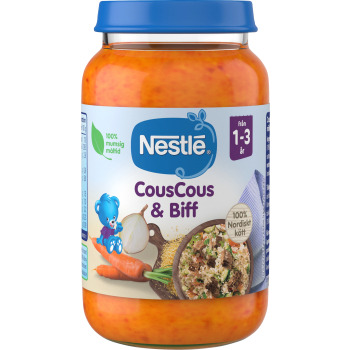 Barnmat CousCous & Biff 1år 220g Nestle.