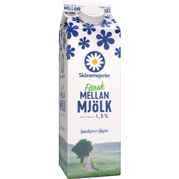 Mellanmjölk 1,5% 1l Skånemejerier.