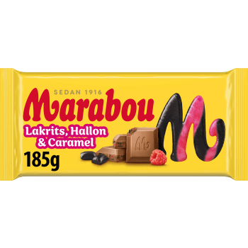Mjölkchoklad Lakrits Hallon & Caramel 185g Marabou.