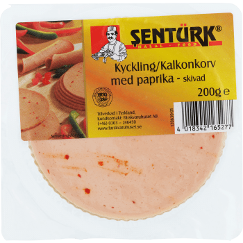 Kyckling Kalkonkorv med paprika skivad 200g Sentürk.