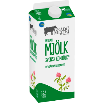 Mellanmjölk lång hållbarhet 1,5% 1500ml Grådö Mejeri.