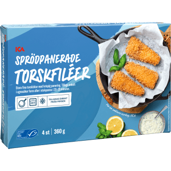 Sprödpanerad torskfilé 4-p Fryst 360g ICA.