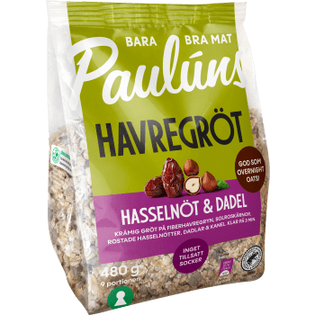 Havregröt Hasselnöt & dadel 480g Pauluns.