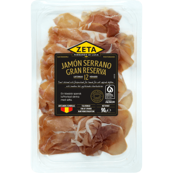 Skinka Lufttorkad Jamón Serrano Reserva 90g Zeta.