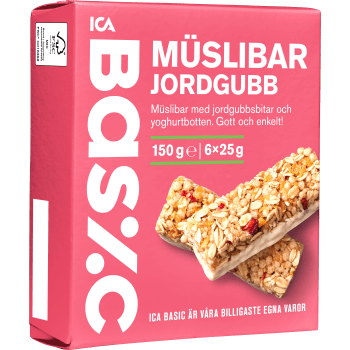 Muslibar Jordgubb 6-p 150g ICA Basic.