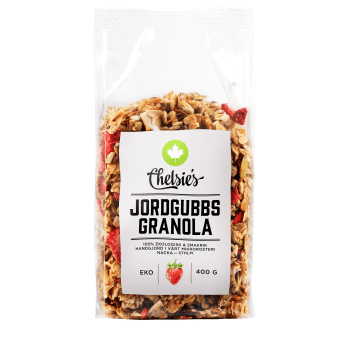 Jordgubbsgranola 400g Chelsie's.