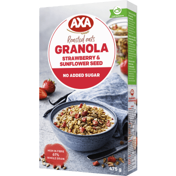 Granola Jordgubb & Solrosfrön 475g AXA.