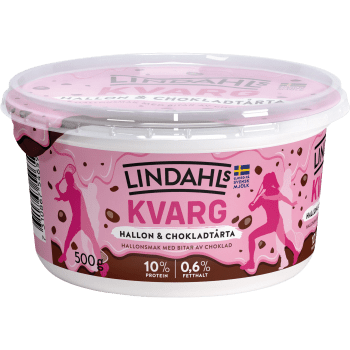 Kvarg Hallon & Chokladtårta 0,6% 500g Lindahls.