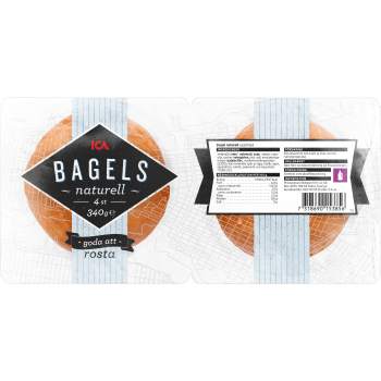 Bagels Naturell 4-p 340g ICA.