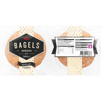 Bagels Sesam 4-p 340g ICA.