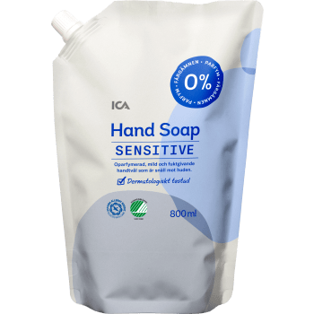 Handtvål Sensitive Oparfymerad refill 800ml ICA.