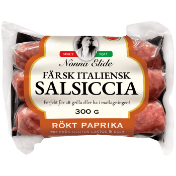 Färsk korv Salsiccia rökt paprika 300g Nonna Elide.