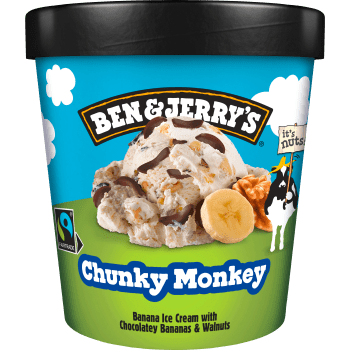 Glass Chunky monkey 465ml Ben & Jerrys.