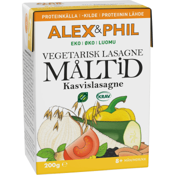 Barnmat Vegetarisk lasagne Eko 8m 200g Alex&Phil.