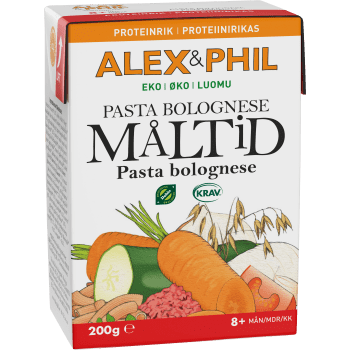 Barnmat Linspasta bolognese Eko 8m 200g Alex&Phil.