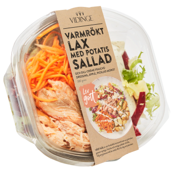 Sallad med Varmrökt Lax & Potatissallad 380g Vidinge.