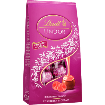 Chokladpåse LINDOR Raspberry & Cream 137g Lindt.